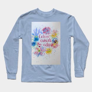 Colorful flower Watercolor Painting - Colour Ouside The Edges Long Sleeve T-Shirt